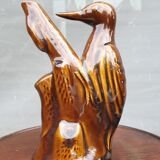 Vase soliflore pic-vert glazed brown earthenware