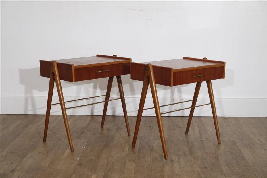 Paire de chevets vintage scandinave en teck