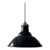 Ancienne suspension industrielle emaillee verte 34 cm