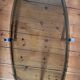 Vintage oval chrome and smoked glass coffee table, antique furniture