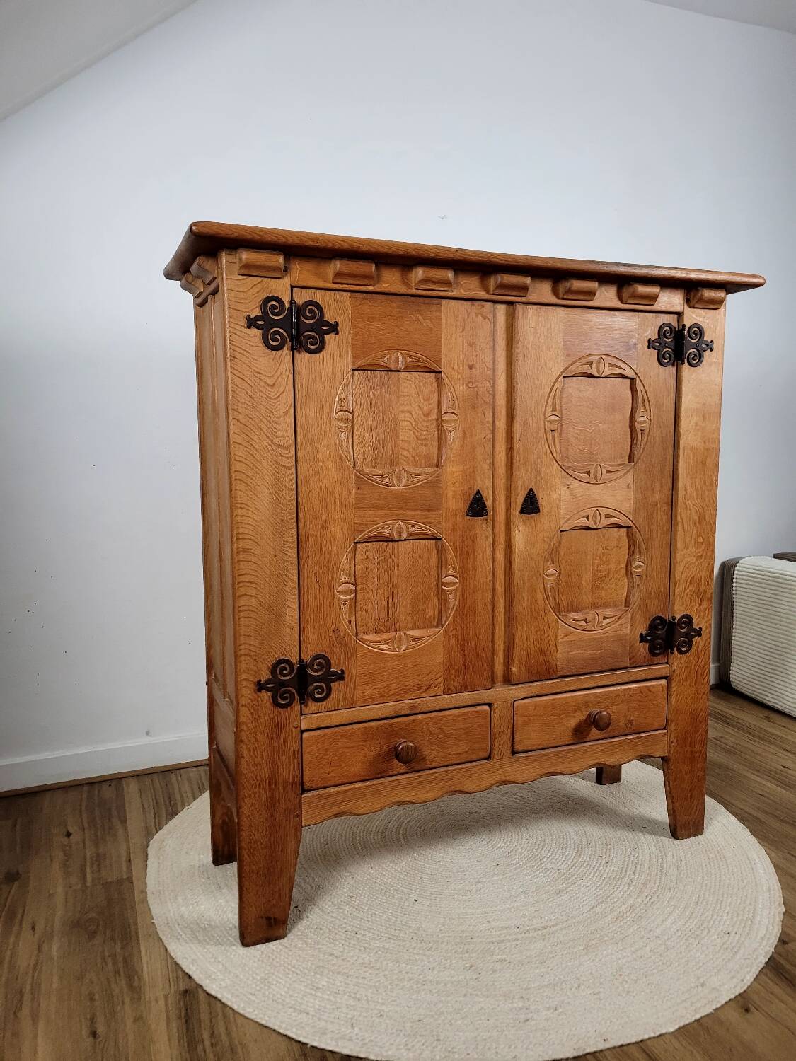 Vintage design solid oak sideboard