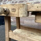 Industrial table carpenter's workbench in raw natural wood vintage bohemian