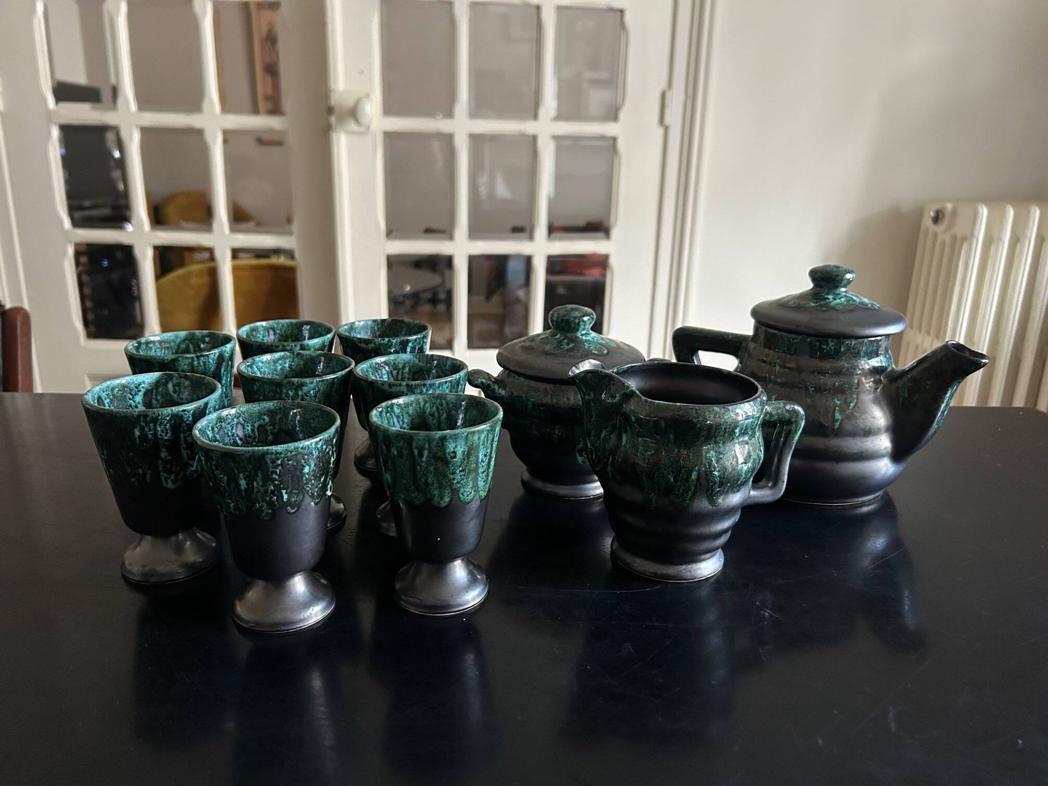 Petit Masse Morvan tea set (8 cups, teapot, sugar bowl, milk jug)