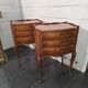 Pair of Louis XV style bedside tables in cherry wood marquetry.