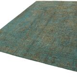 1970s 232 cm x 319 cm turquoise wool carpet