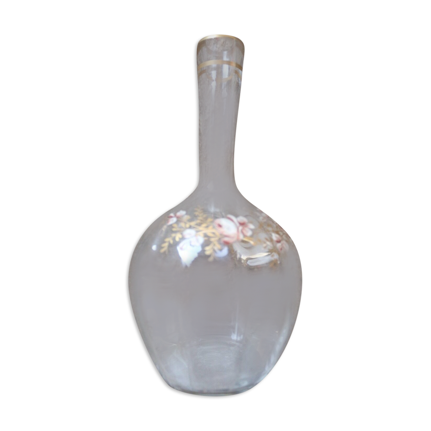 Enamelled glass carafe decorated with 19th century roses