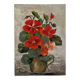 Peinture huile sur toile capucines fleurs vintage