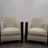 2 fauteuils Art Déco en laque noire