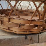 Vintage basket made of wood and rattan