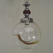 Suspension en verre de Murano ambré dans le goût de Mazzega