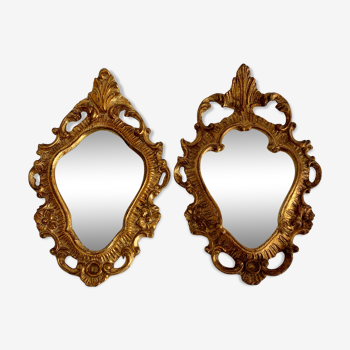Ensemble de 2 miroirs dorés
