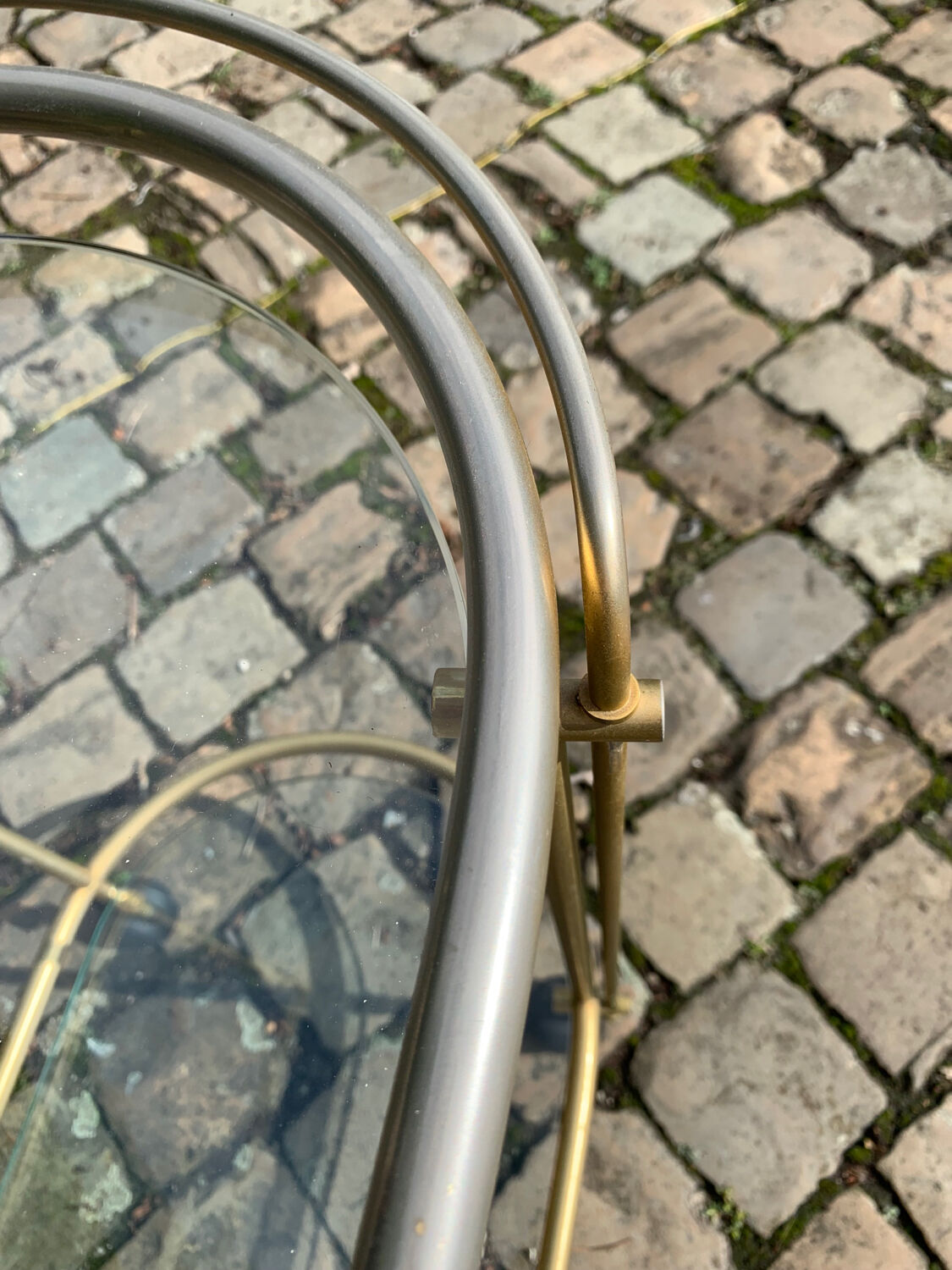 Golden brass and glass service