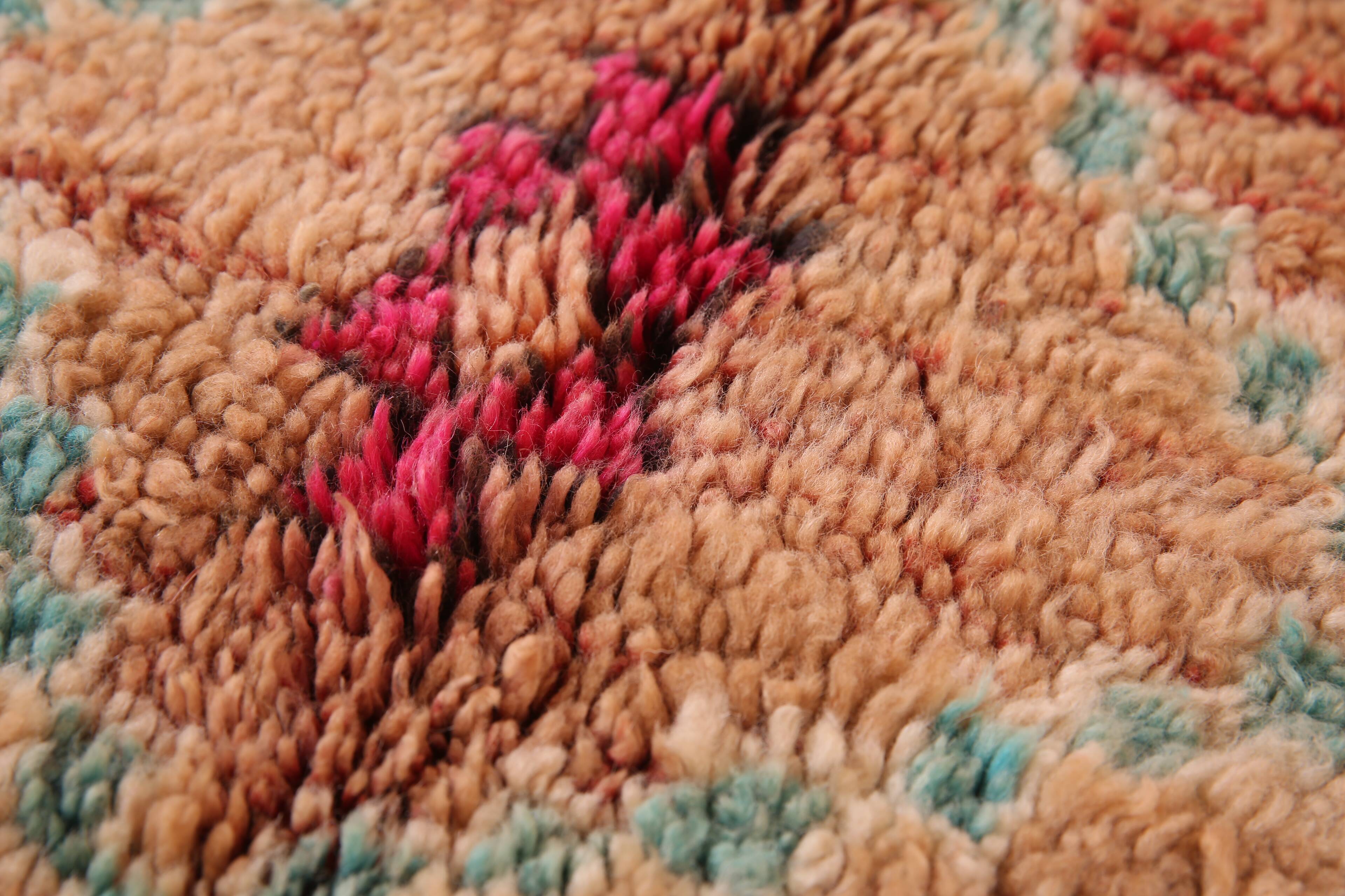 Peach Vintage Moroccan Rug 170 x 230 cm, Berber Wool Rug, Handmade Boho Rug