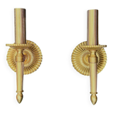 Paire d’appliques murales anciennes en laiton doré – style classique