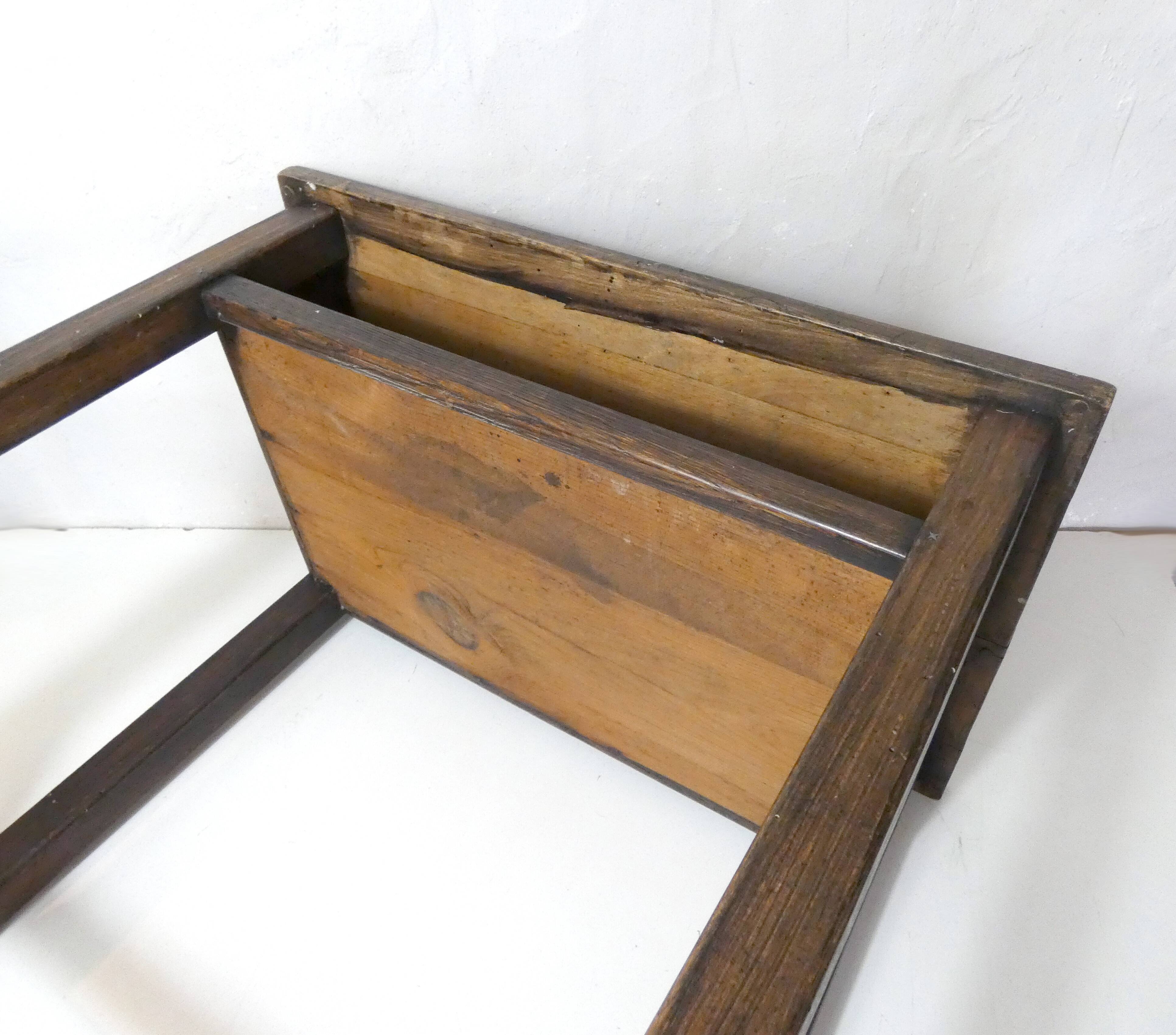 Old children's desk + vintage porcelain inkwell