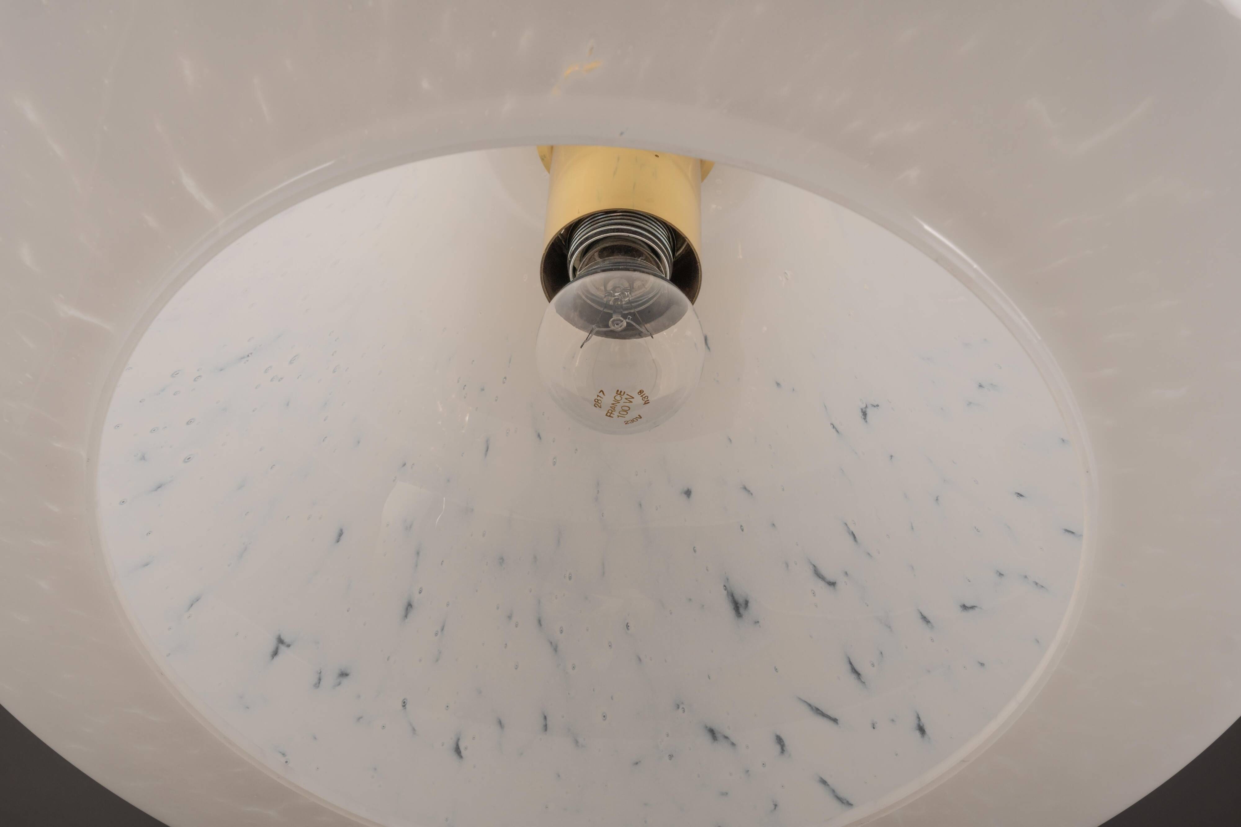 Large suspended brass luminaire from Limburg with opaline glass, Germany, 1970s.