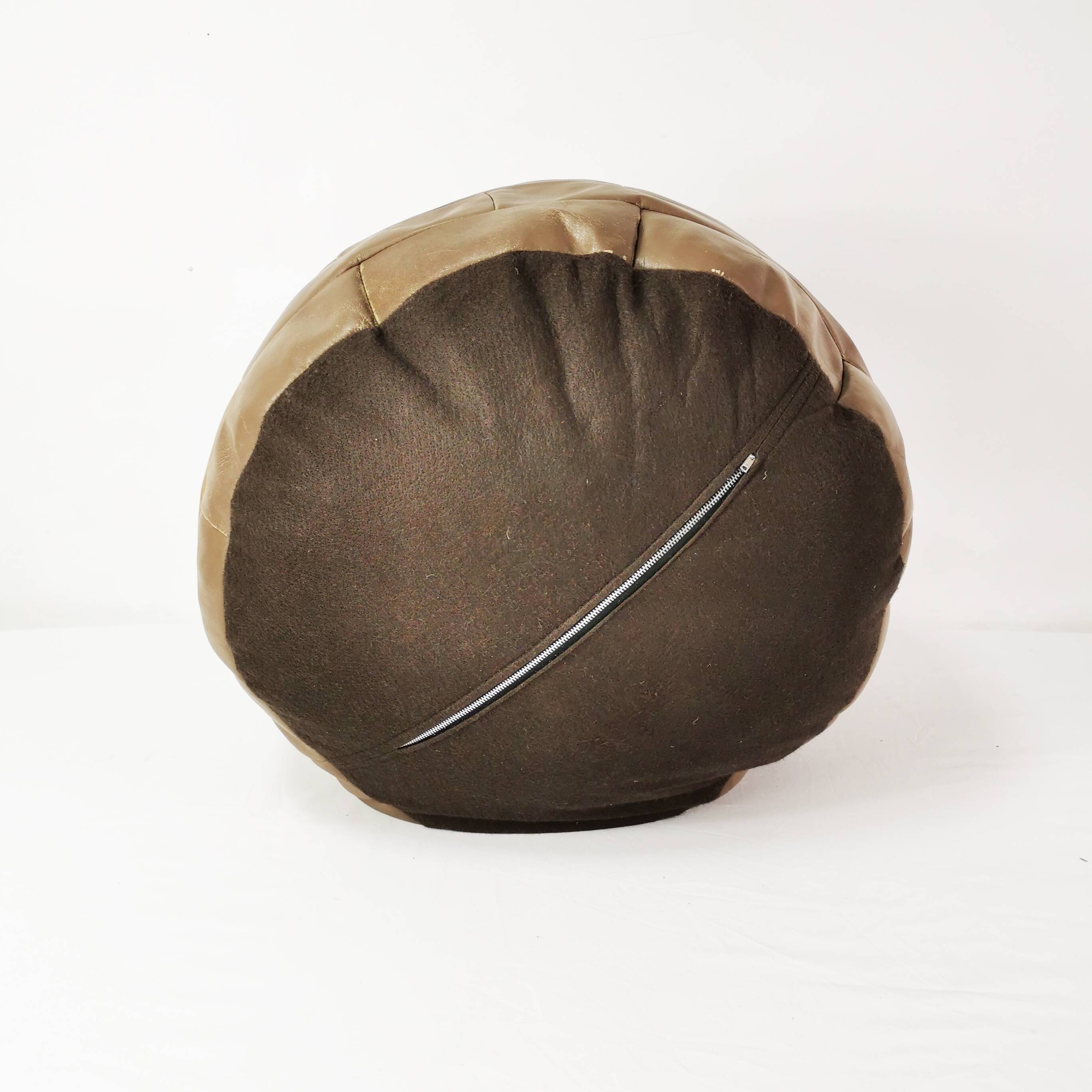 Patchwork leather pouf, Germany 1970s