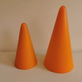 Table lamps, model Teepee, from the 80s in double-layer glass (orange and milky white)