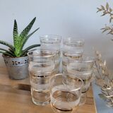 Set of 11 granite glass cups and golden edging