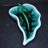 Vallauris vintage butter dish and fish knife in colored ceramic 1960-70