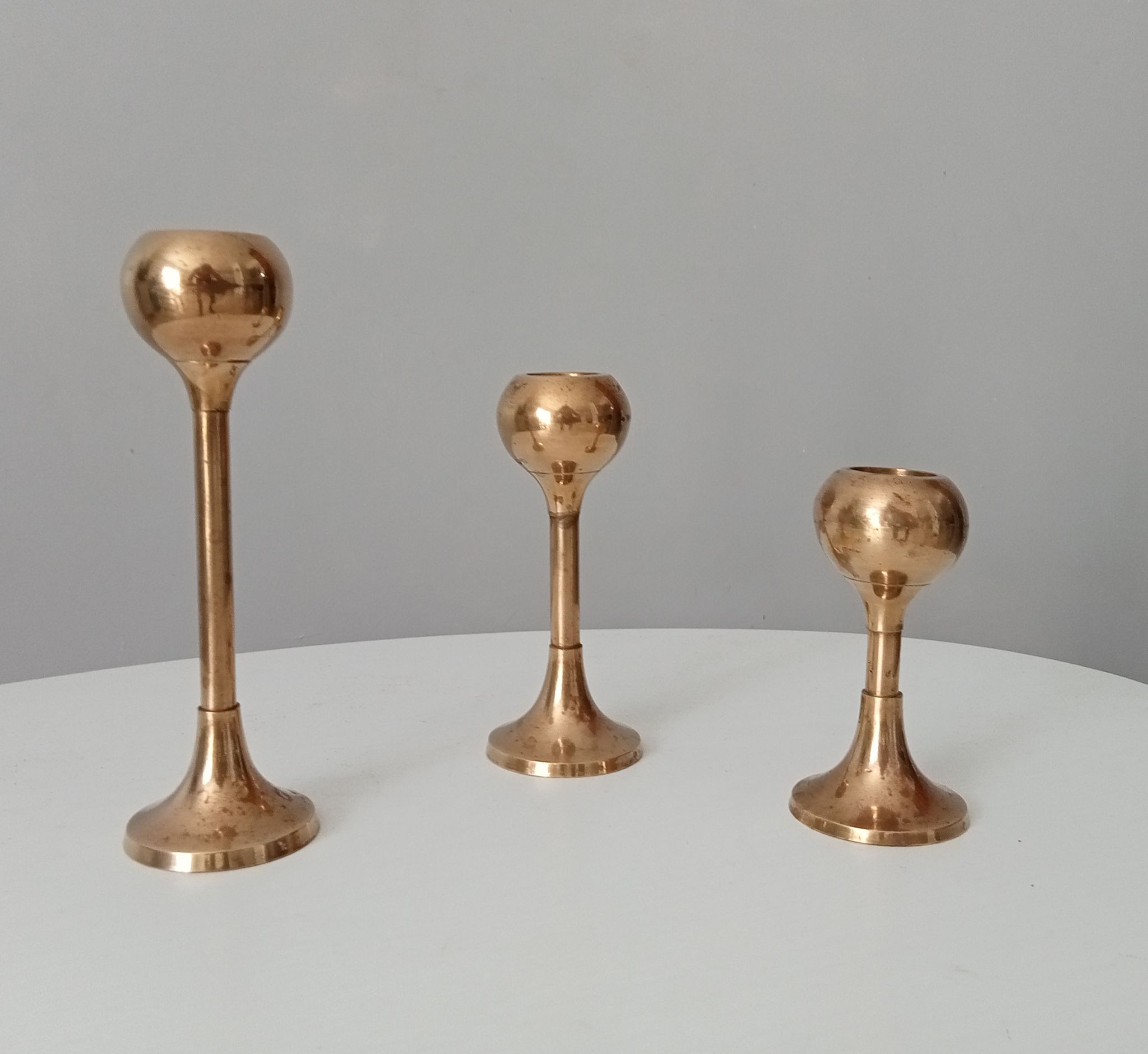 Set of 3 vintage scandinavian candle holders 50s/60s