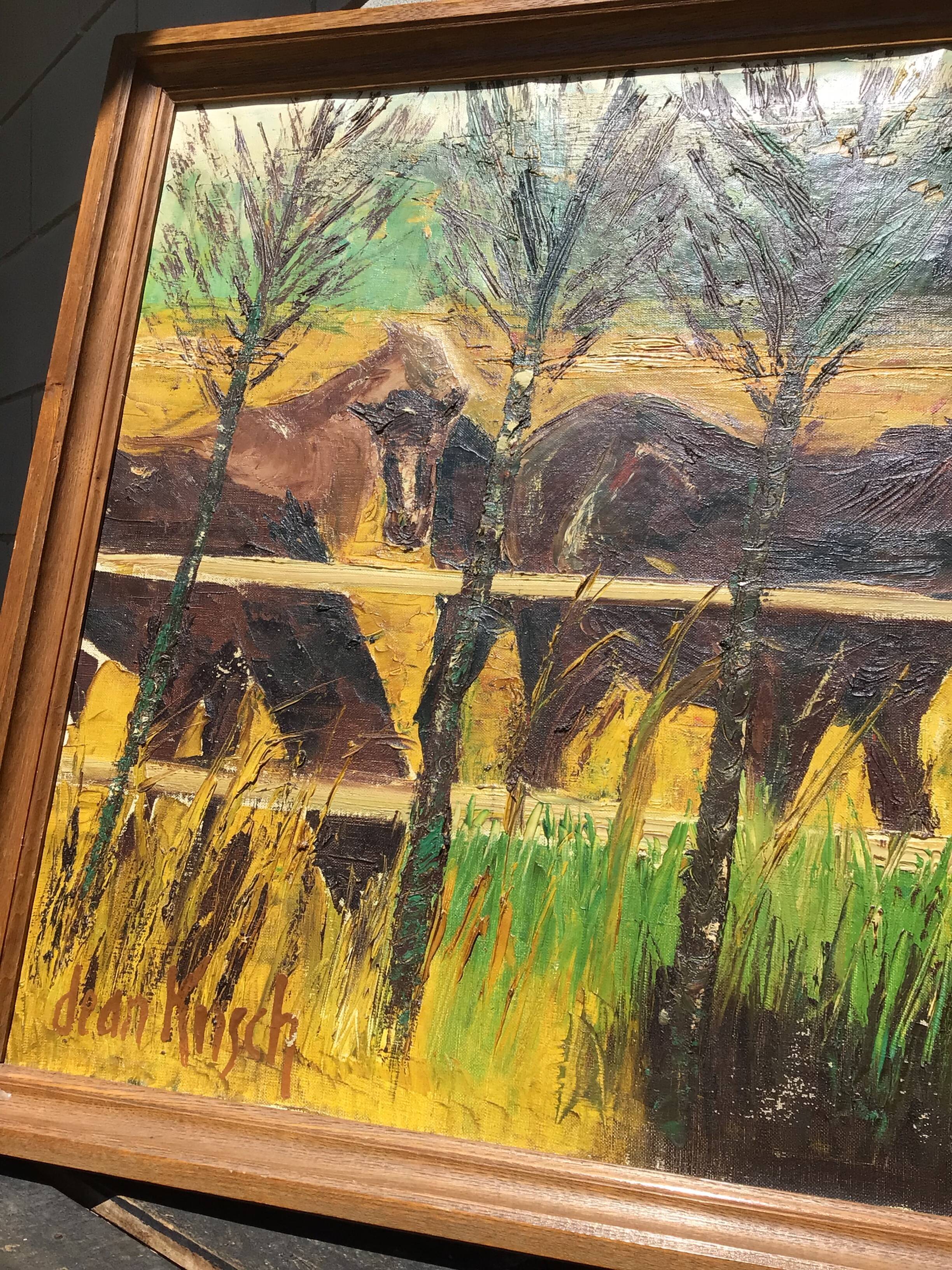 Oil on canvas Horses signed J.Kirsch 1961 (88x72)