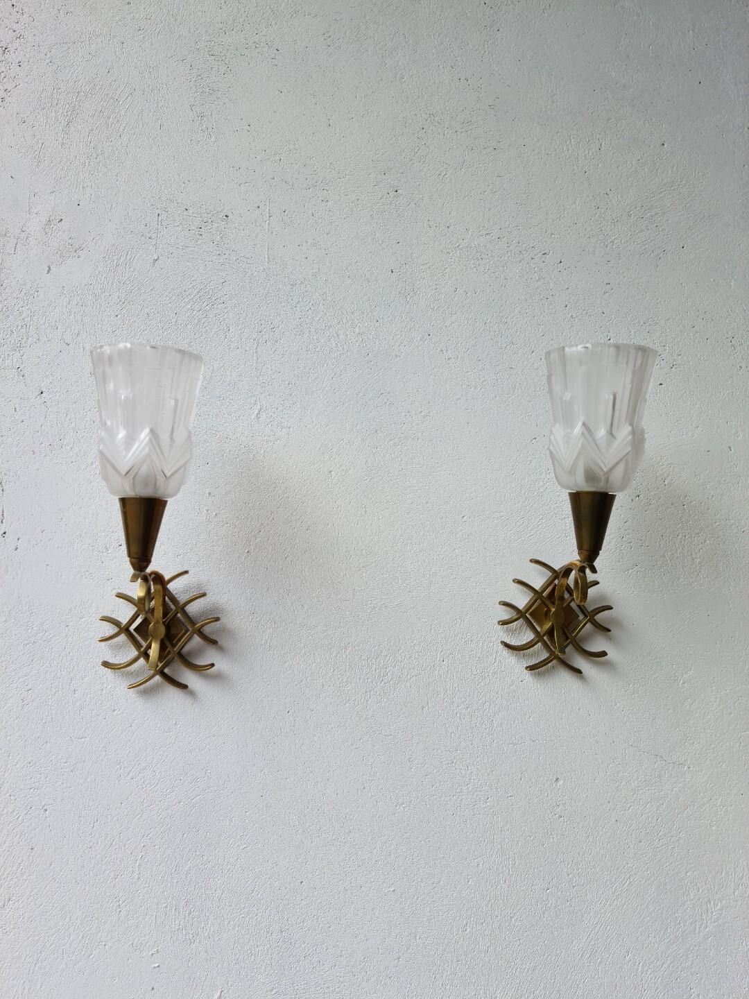 Pair of anée wall lamps 30/40 in bronze
