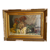 STILL LIFE BOUQUET OF DAHLIAS OIL PAINTING SIGNED MARIUS DALON EARLY 20TH CENTURY