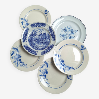 Assiettes plates bleu vintage