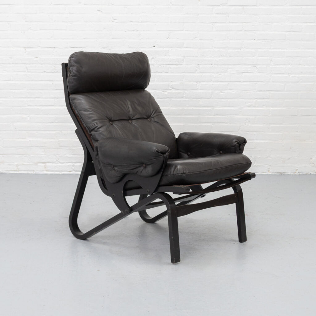 Bentwood & Leather Lounge Chair 1970s