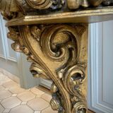 Carved wooden and marble console
