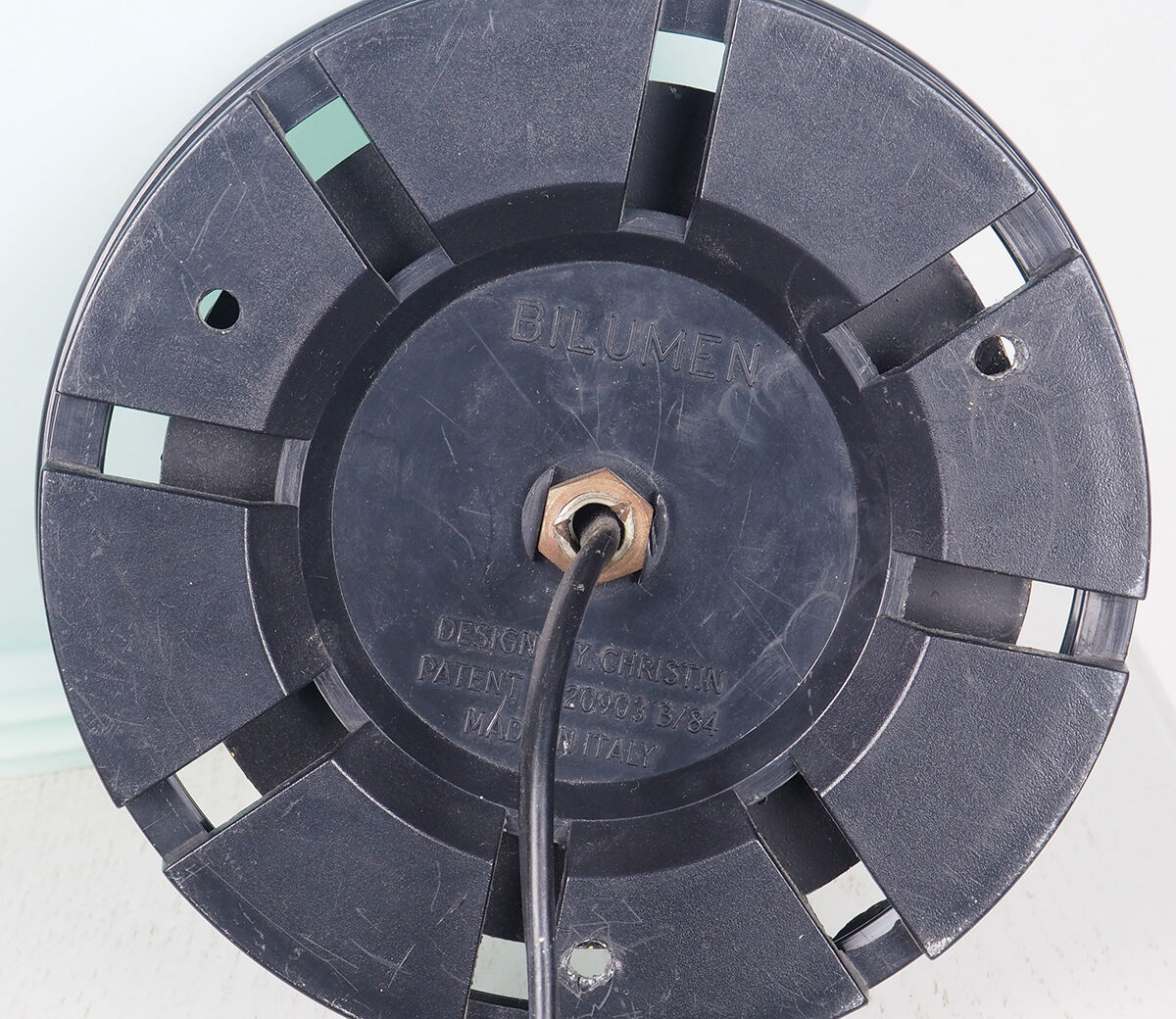 Vintage blue balloon table lamp by Yves Christin for Bilumen, 1980s