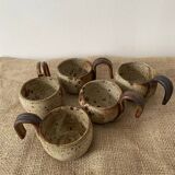 5 pyrite stoneware coffee cups with handle