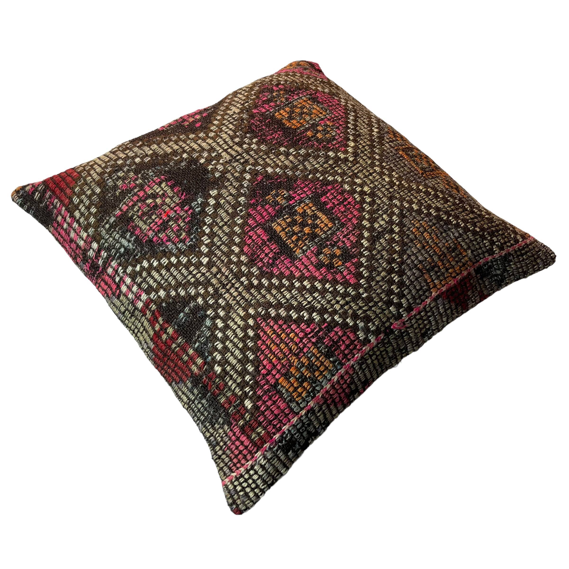 Vintage turkish kilim cushion cover , 55 x 55 cm