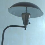 Floor lamp from the 50s in red-brown enameled sheet metal and golden brass -