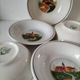 Set of 5 Italian ceramic dishes with country decor