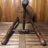 Charles dudouyt style tripod milking stool vintage wood #a582