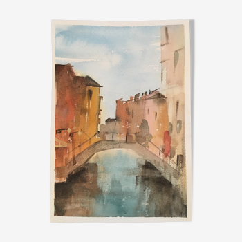 Aquarelle sur papier Arches Venise