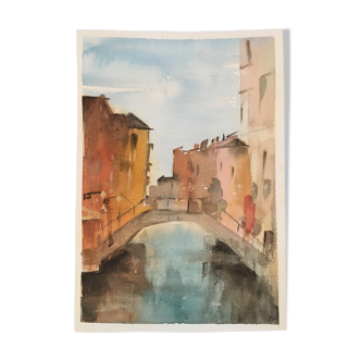 Aquarelle sur papier Arches Venise