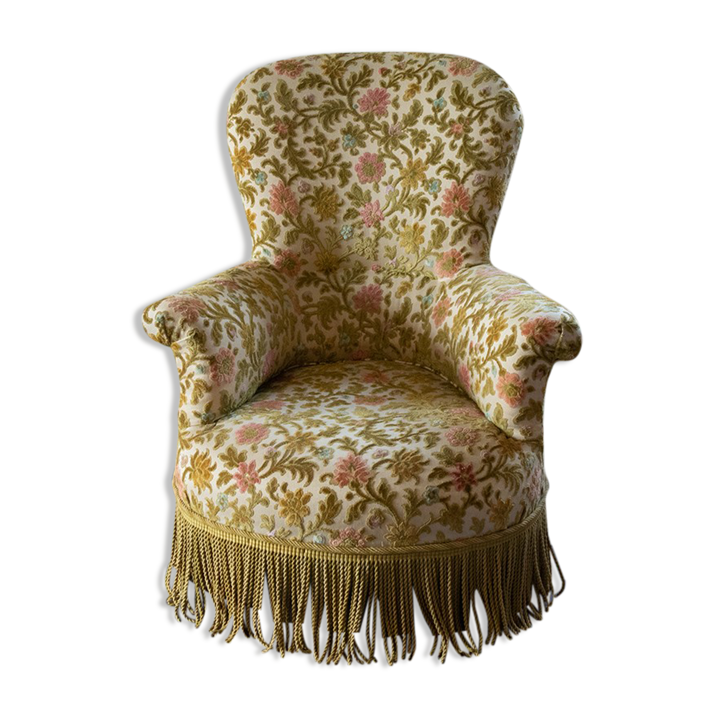 Velvet shepherdess armchair