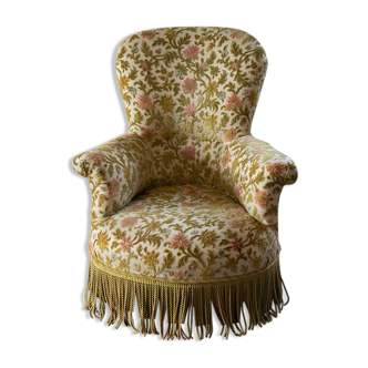 Velvet shepherdess armchair