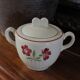 Sucrier faïence Jacques Lunéville fleurs rouges Art Deco