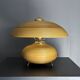 Lampe de table champignon en crayon, rotin, bambou et laiton, Italie, années 1970.