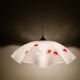 White opaline glass suspension with red and silver floral decoration.