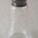 Ancienne saupoudreuse poudrier de table, en verre gravé et argent massif, X