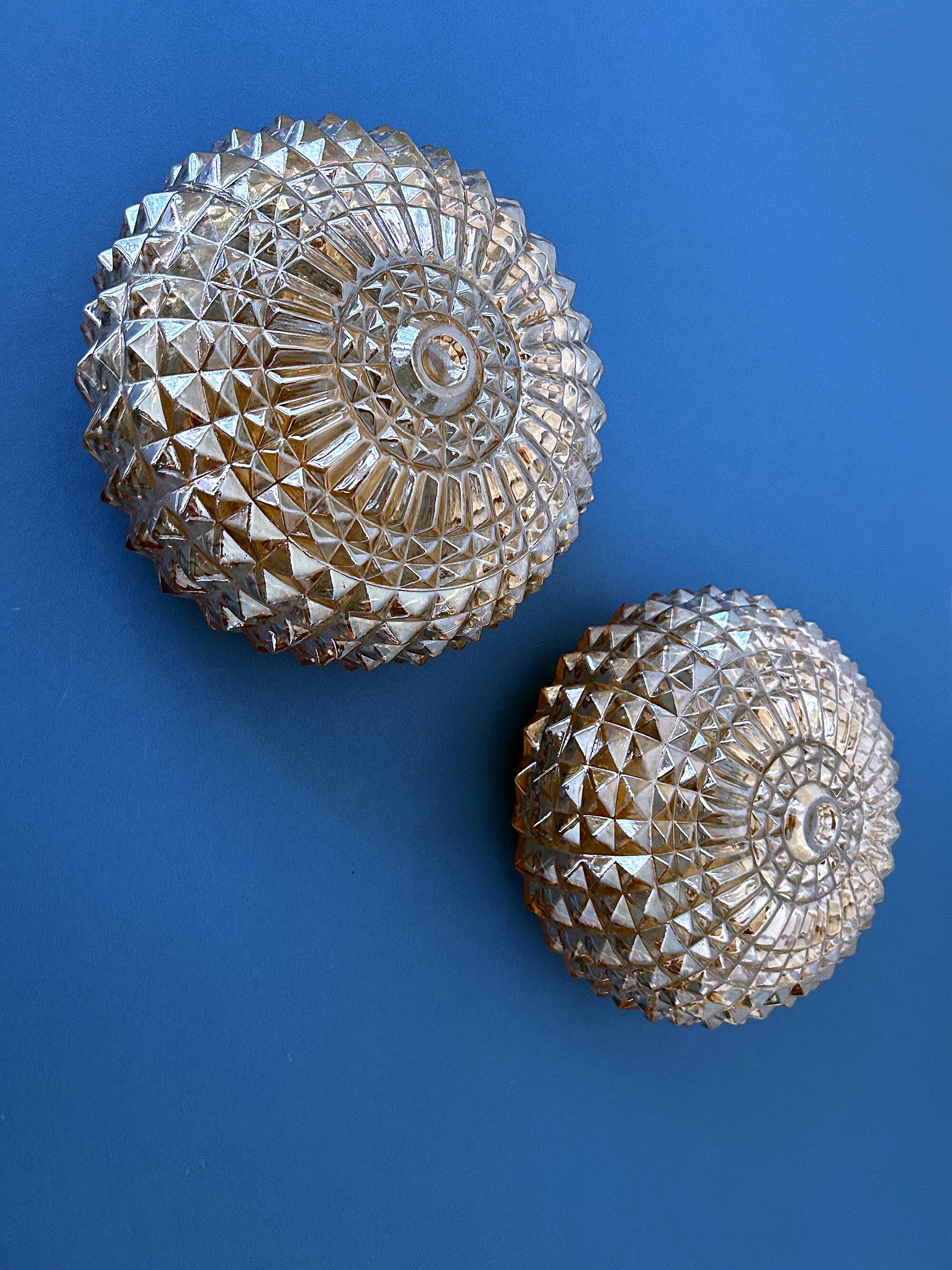 Pair of glass wall lights, 1960s