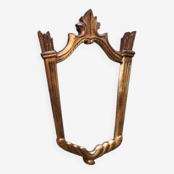 Vintage carved wooden mirror with gilding, 1950s