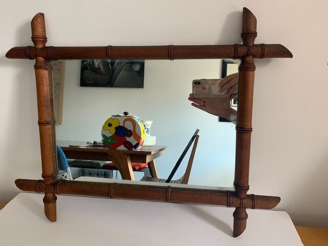 Bamboo barber mirror 43x55cm
