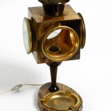 Mid Century italian table lamp with ashtray like a lantern by Aldo Tura