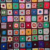 Large patchwork technical wool blanket 95*110
